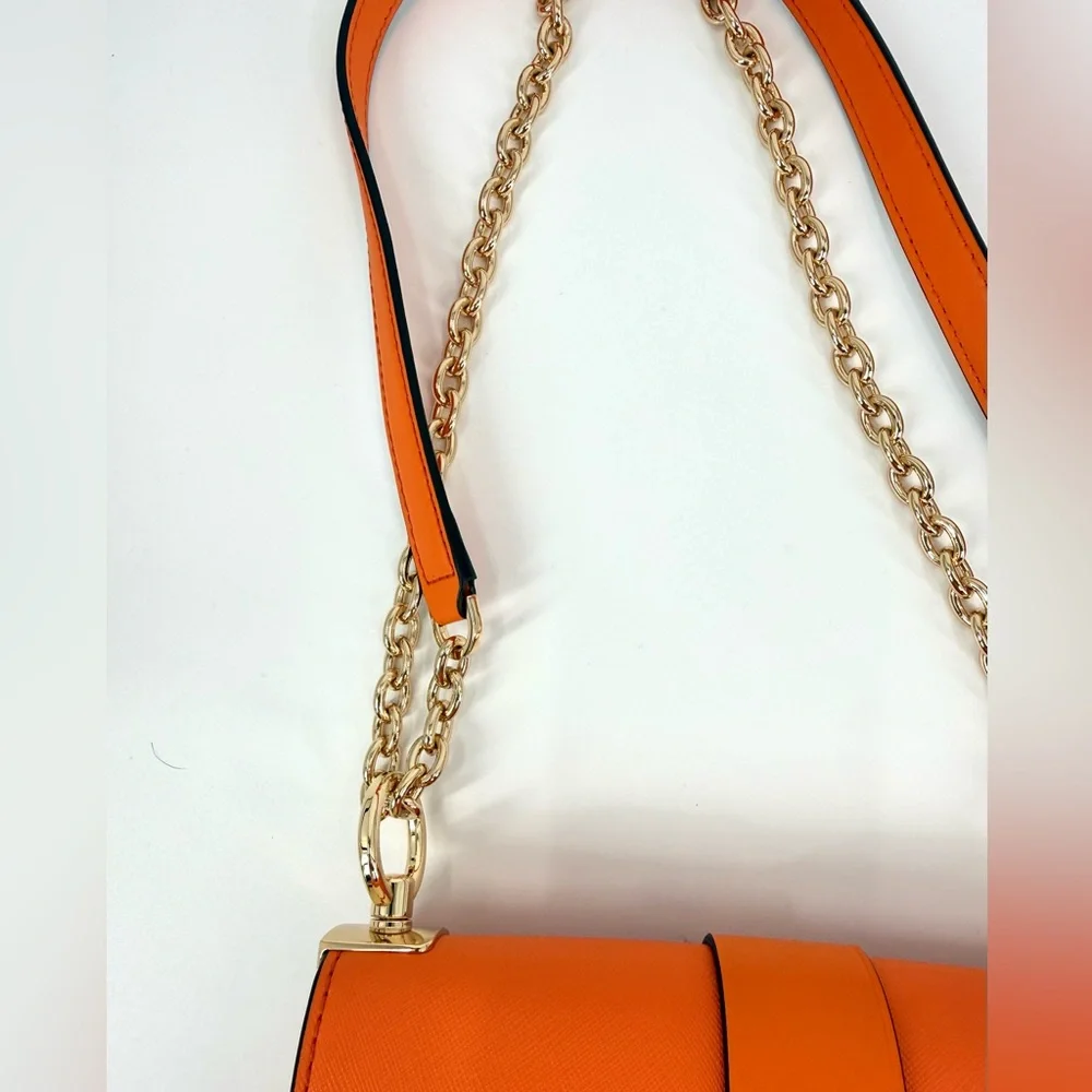 Michael Kors Greenwich Saffiano Leather Crossbody Purse Bag, Clementine Orange - Picture 10 of 13